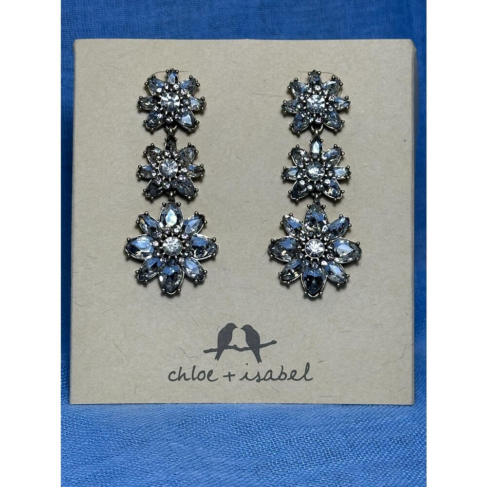 CHLOE + ISABEL crystal floral drop earrings - E266 - Picture 2 of 4